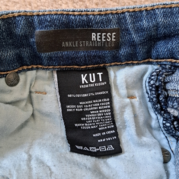 Kut From the Kloth Jeans Womens 8 Blue Distressed Reese Ankle Straight Leg - Picture 12 of 14
